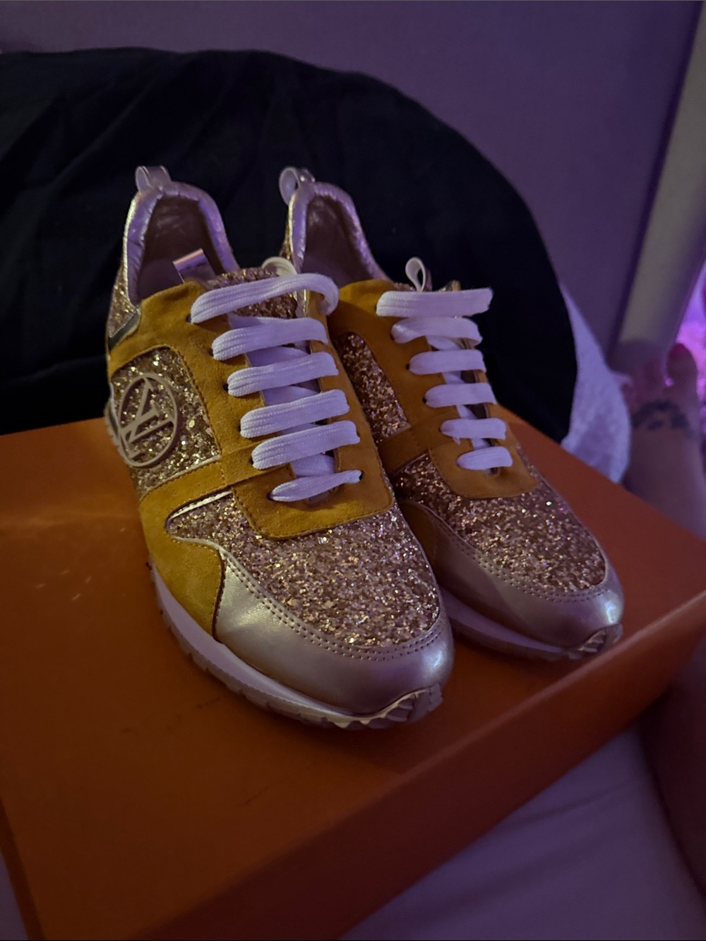 Gold sparkly, beautiful sneakers only worn once so many compliments